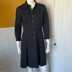 Jil Sander Navy Cotton Shirt Dress Long Sleeve Minimalist Dark Blue Size med